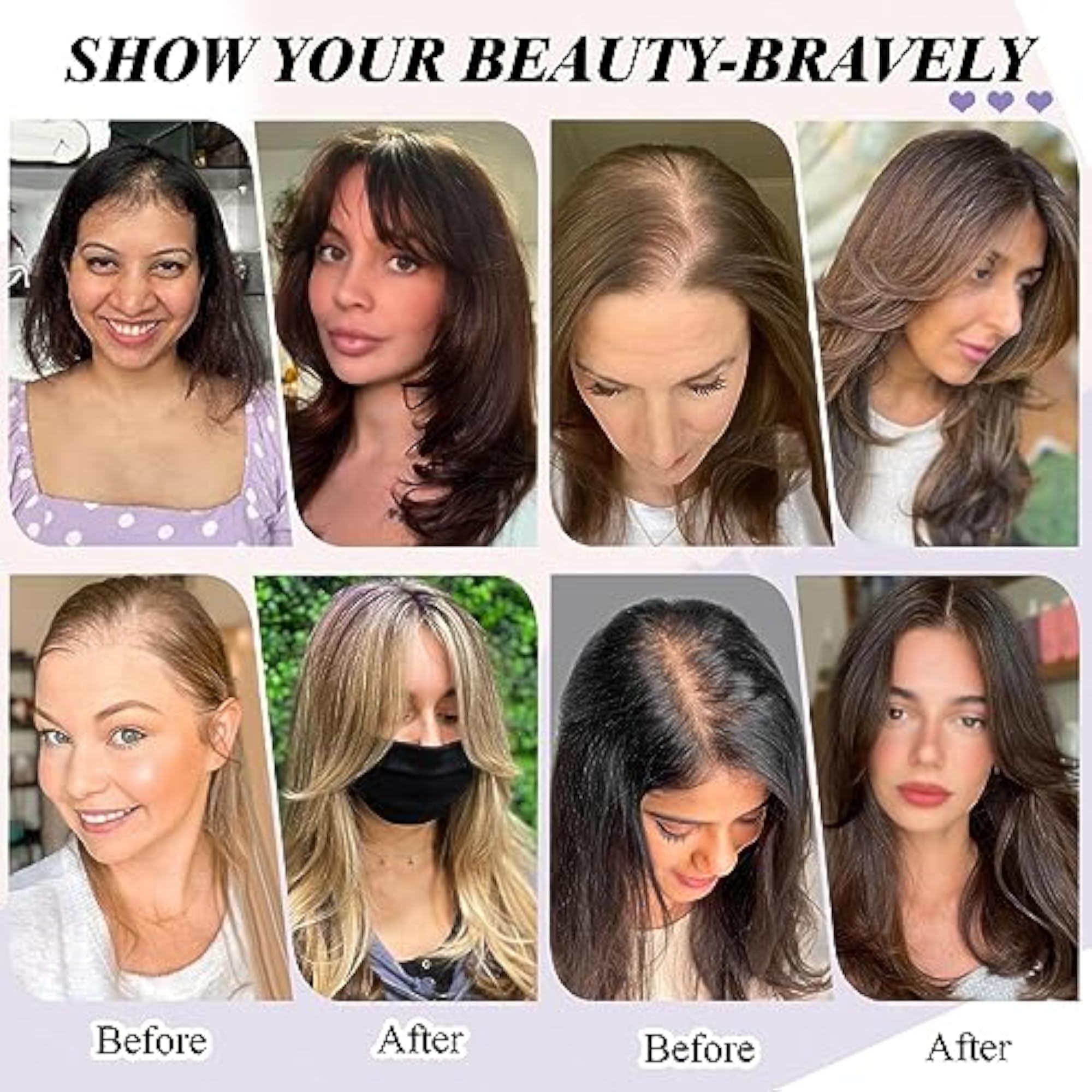Women's Shoulder Length Hair Topper with Bangs, Dark Brown