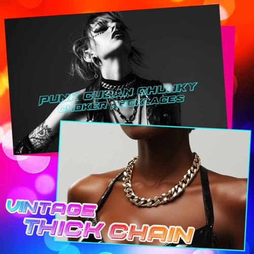 CLOACE Choker Necklaces Set Chunky Punk Necklace Cuban Link Thick Necklace Jewelry 2 Pcs for Women3