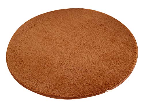 AnyuA Alfombras,Redonda Alfombra de Piso para Sala de Estar,Baño y Dormitrio Cojín Silla Caqui (80 cm)