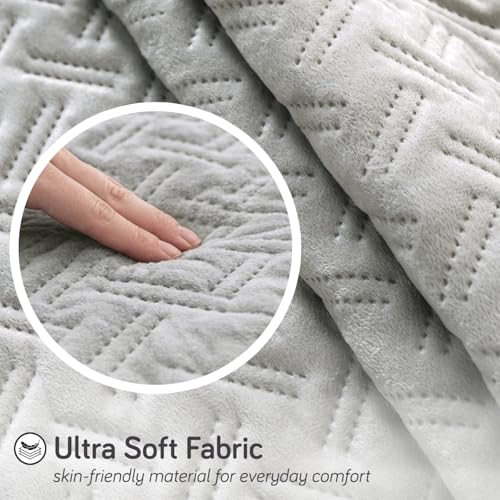 Image of HOKIPO Velvety Quilted Anti-Slip Sofa Cover Mats for L-Shape & 1 /2 / 3 Seater Sofa |DIY Sofa Cover Set, 'Softline Quilted Series' 70(W) x 220(L) cm | Ice Grey (AR-6319-LGRY)