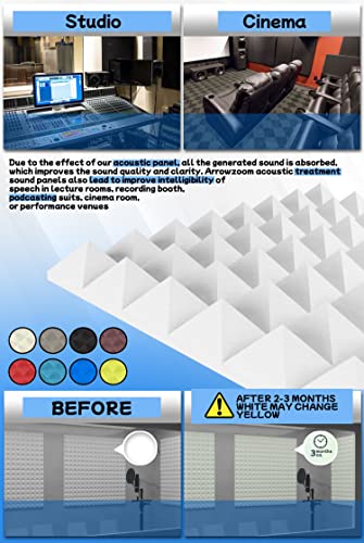 Arrowzoom New 12 Pieces 20X20X2Inch Soundproofing Insulation Pyramid Acoustic Wall Foam Padding Studio Foam Tiles Az1034 Black #TOP5