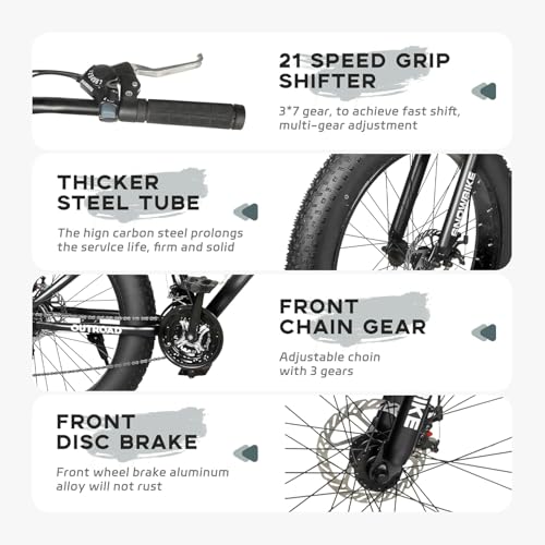 Outroad Mountain Bike Fat Tire with 4-Inch Tire 26 inch