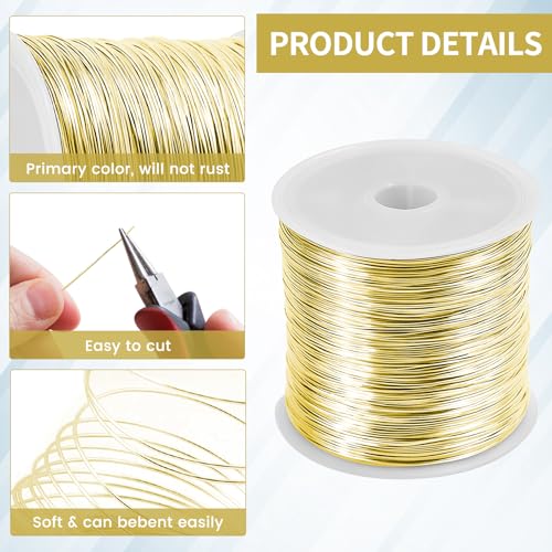 Image of 26 Gauge Wire for Jewelry Making - 328ft Tarnish Resistant Copper Wire (0.4mm X 100m) for Jewelry Making and Handcrafting (Gold)