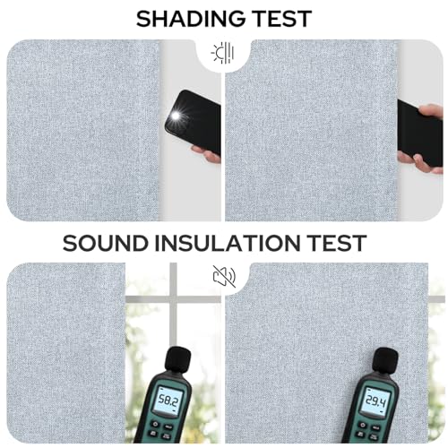Image of HOMEIDEAS 100% Blackout Light Blue Faux Linen Curtains 52W x 84L 2 Panels | Natural Textured Drapes, Thermal Insulated, Window Darkening Curtains for Bedroom, Nursery, Living Room