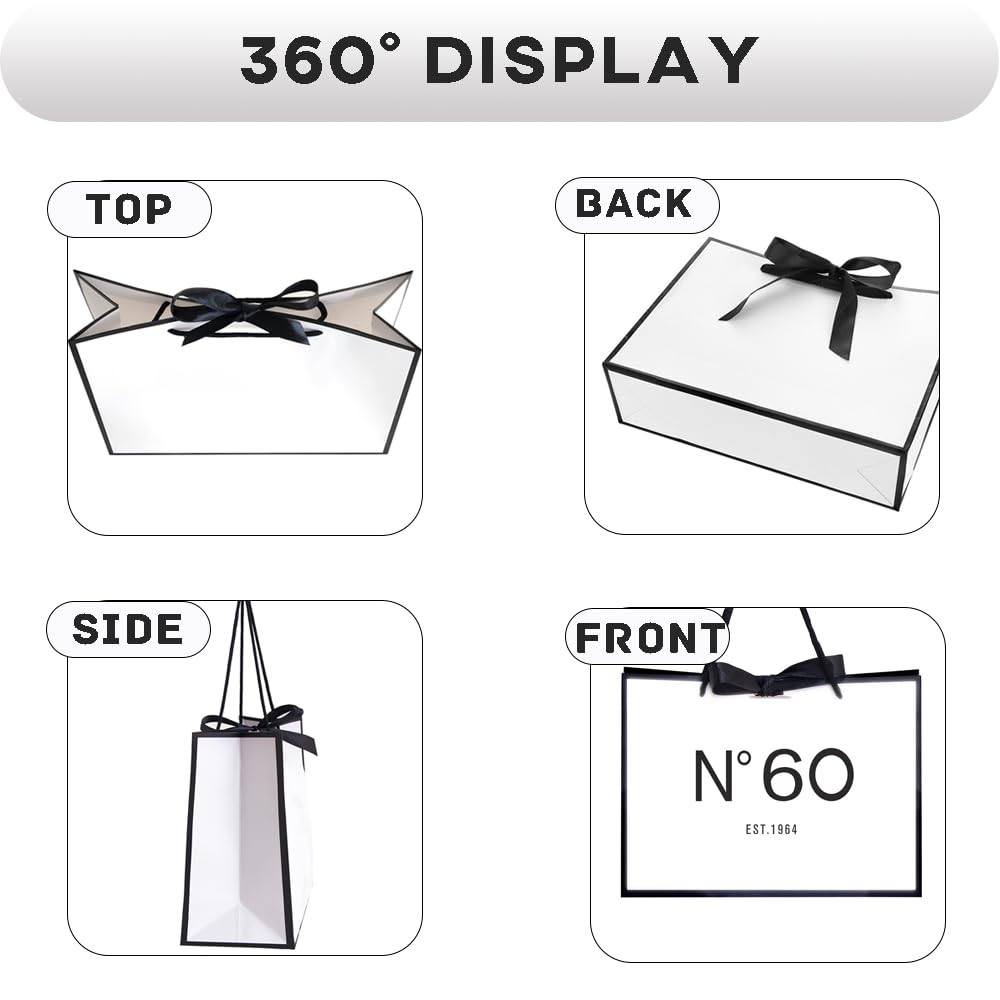Geschenktüte Zum 70. Geburtstag – Schickes Design In Weiß & Schwarz – Wiederverwendbar