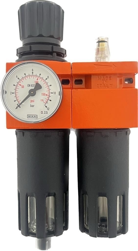 GRUPO FRL 1/2 completo con filtro regulador, lubricador y manómetro 0-12 bar