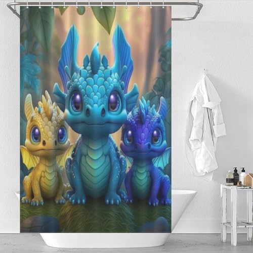 Rideau de douche ptérosaure 100% polyester lavable et imperméable - 2