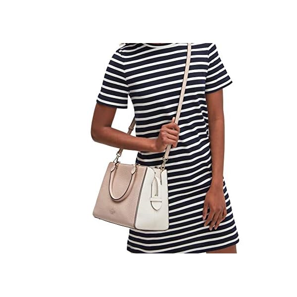 Kate Spade Leila Medium Triple Compartment Satchel Crossbody Bag Purse Handbag (Warm Beige)