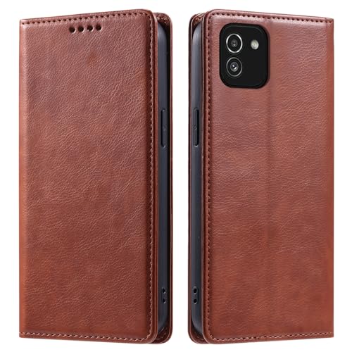 Housse cuir Samsung Galaxy A03 protection magnétique avec finitions soignées marron