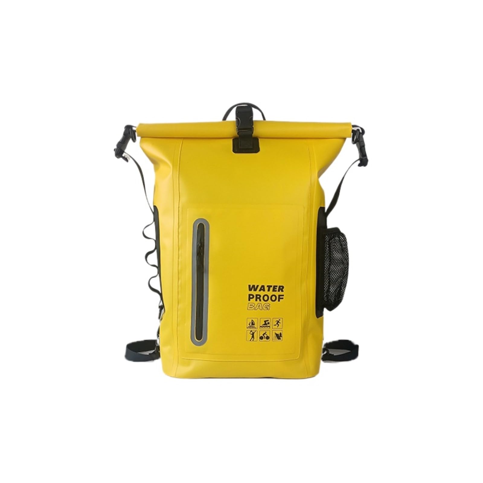 Zaino Impermeabile Rolltop 25L Grande Capacità Per Escursionismo All'Aperto, Viaggi, Kayak, Nautica, Campeggio, Rafting E Pesca (Giallo)