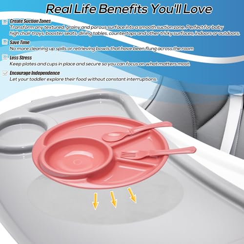 Image of 9pcs Transparent Suction Stickers for Stokke Tripp Trapp Tray, Round & Rectangle Strong Suction Fixer Adhesive Tray Sticker for High Chairs Baby Plates Bowls & Toys Stability