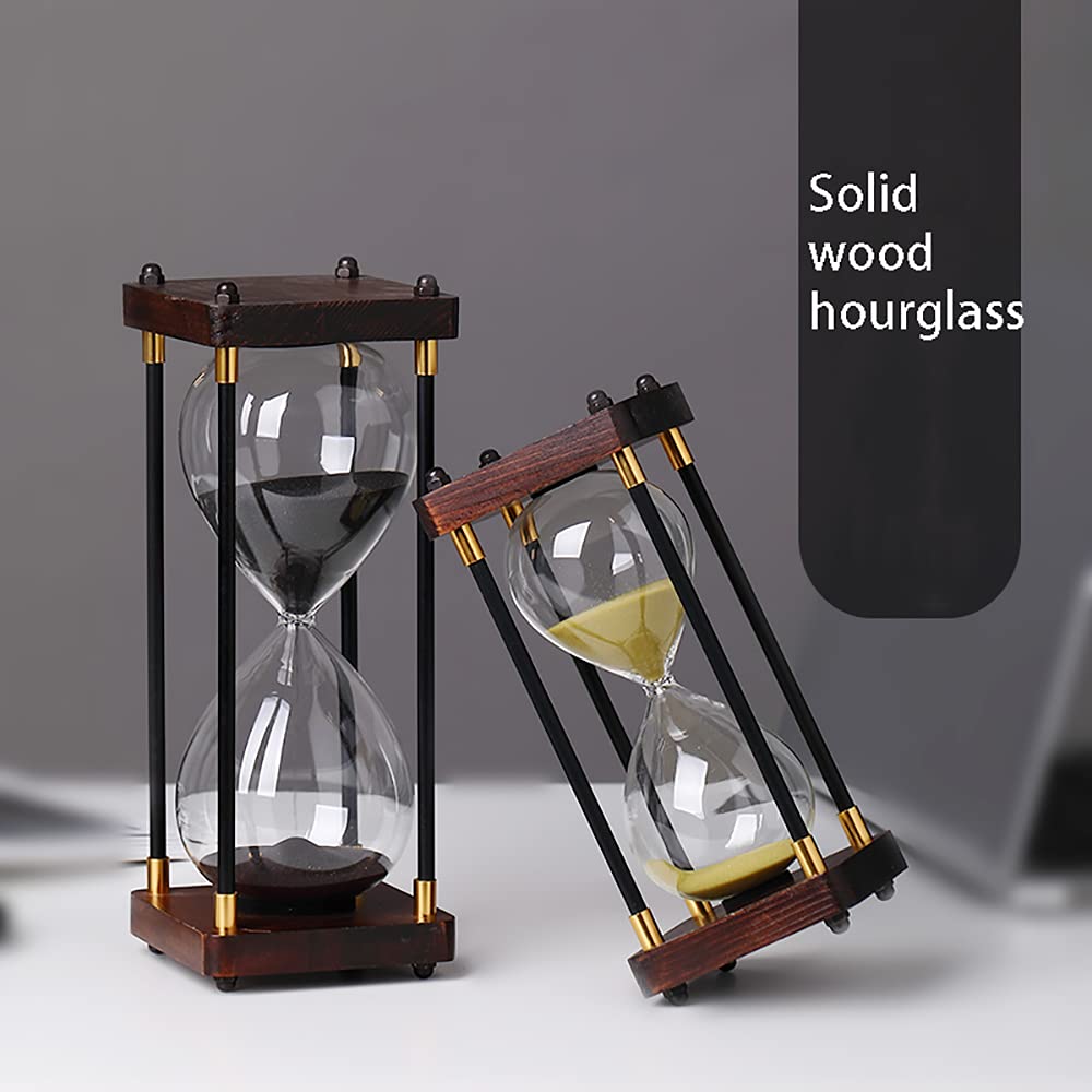 Temporizador de arena con marco de madera, reloj de arena de cristal de 30/60 minutos para decoración del hogar, elegante y funcional adorno de cristal de arena