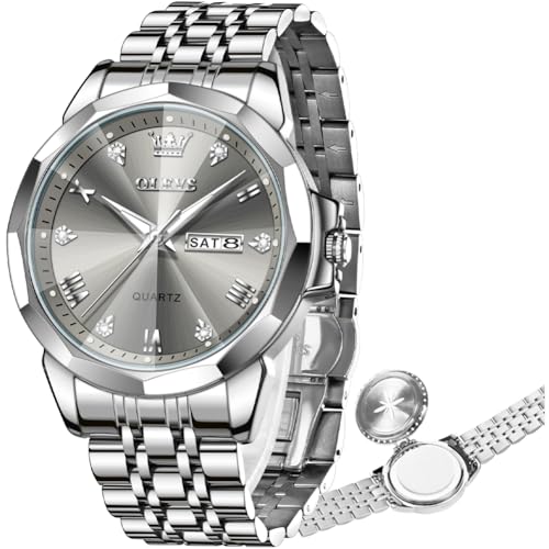 Image of OLEVS Watch for Men Diamond Casual Analog Roman Quartz Stainless Steel Waterproof Luminous Date Calendar Luxury Gifts Wrist Watch