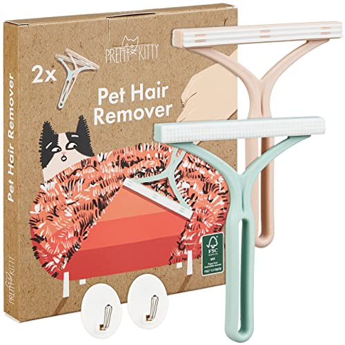 PRETTY KITTY Kit D'élimination des Poils d'animaux : 2 Brosses à Poils d'animaux pour Canapé Et Tapis - Brosse à Poils De Chat Et De Chien Cover