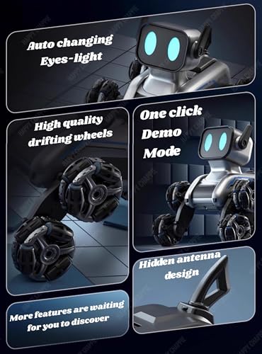Image of Smart RC Robot Dog Car 8WD - 2.4GHz Remote & Gesture Sensor Control, 360 Stunt Car with LED Lights & Music, Rechargeable Robot Toy for Kids (Boys & Girls, 6+ Years)
