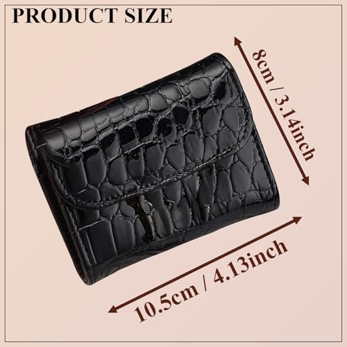 RFID Blocking PU Leather Credit Card Holder Wallet for Women, Compact Accordion Card Case with Multiple Slots, Small Buckle Coin Purse, Stone Litchi Pattern ID Card Organizer (Style-3)2