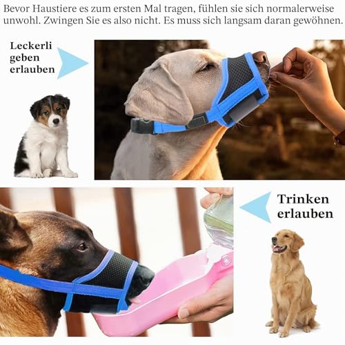 Maulkorb für Hunde, Maulkorb mit Klettverschluss Weich, Verhindert Beißen, Sicher Atmungsaktives Bellen und Kauen, mit Verstellbarer Schlaufe, Atmungsaktives Mesh - Schwarz, M
