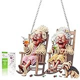 GUMITOON Diamond Art Kits for Adults-Hanging Old Lady Full Drill Diamond Dots Paintings for Beginners, Round 5D Paint with Diamonds Pictures Gem Art Painting Kits DIY Crafts Kits QCY-107