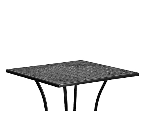 Amazon.com : Flash Furniture Oia 28" Commercial Grade Steel Patio Table,  Modern Square Rain Flower Design Outdoor Dining Table, Black : Patio, Lawn  & Garden