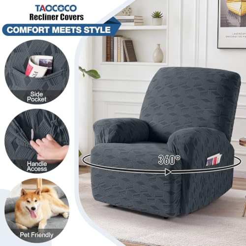 TAOCOCO Recliner Cover 3 Pieces Recliner Chair Covers Stretch Jacquard Reclining Chair Cov - image 4