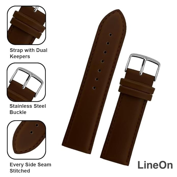 Image of Lineon NAGATA Full Padded Leather Watch Strap For Branded Watches Premium and Soft Strap For Titan, sonata, timex, casio and for all other brand