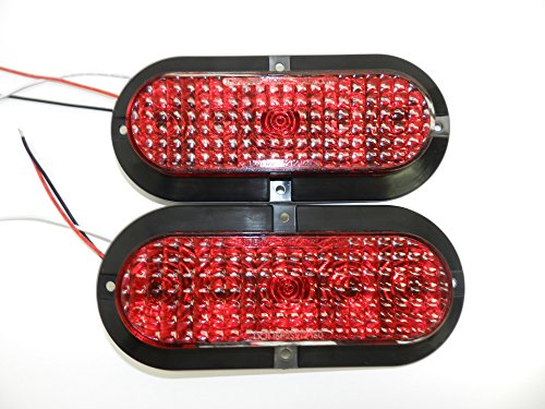Pair Of 6" Oval Red Led Stop Turn Tail Light Surface Mount Trailer Truck Rv Light, Usa Made With! (Two Lights) #TOP5