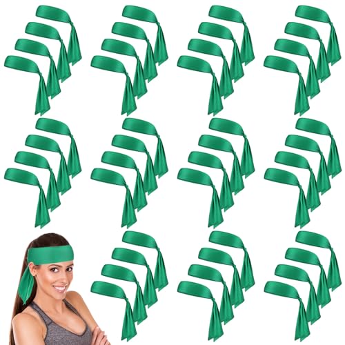 Image of Hiboom 50 Pcs Head Tie Headbands Men Women Ninja Karate Tie Athletic Sweatbands for Sports Basketball Tennis Running Workout