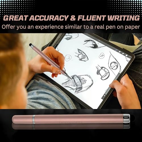 Image of 2-Way Dual-Sided Stylus Pen Compatible with All Touch Screens Devices Mobile Phones Android Tablet iOS Windows Smartphones - Rose Gold