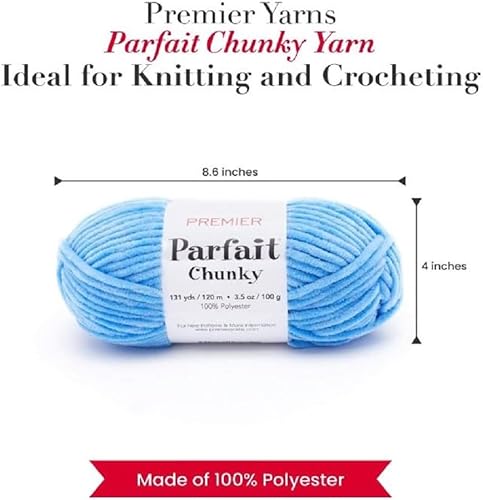 Miniatura 2 de Premier Yarns Parfait Chunky - 3.5 oz - Peso súper voluminoso #6 - Paquete de 3 con marcadores de puntada Bella's Crafts (azul)