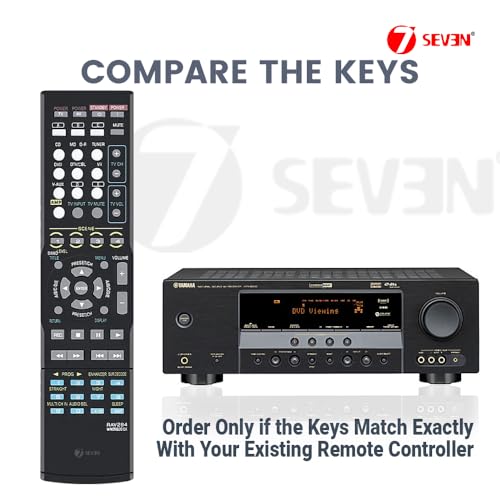 Image of 7SEVEN RAV284 Remote Control Compatible for Yamaha AV Receiver HTR-6230 HTR-6130 RX-V365 RX-V365BL RX-V363 RX-V363 RXV363BL RX V365 - WN05820EX AV Receiver Remotes