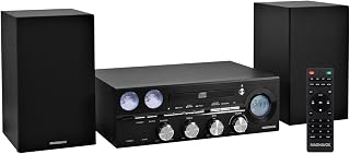 Magnavox MM451 Bluetooth CD Shelf System: 50W Tray Loading Stereo with FM Radio, AUX, Remote, LCD - Black