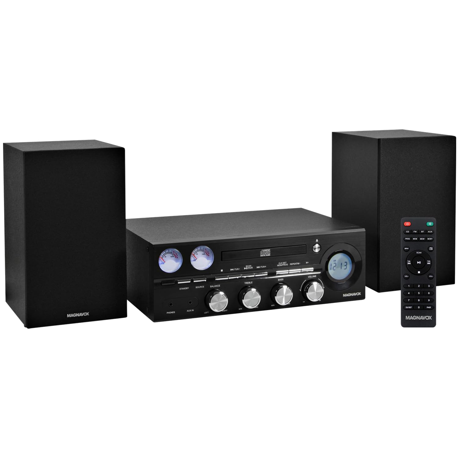 Magnavox MM451 3-Piece Tray Loading CD Shelf System with Digital PLL FM Stereo Radio Bluetooth Wireless Technology and