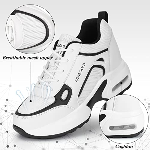 AONEGOLD Hidden Wedge Sneakers for Women Casual Platform Sneakers High Heeld Lace Up Walking Shoes Women's Fashion Sneakers3