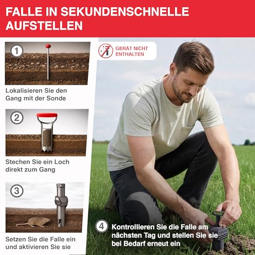 SWISSINNO Wühlmausfalle PRO SuperCat - Effiziente Schlagfalle gegen Feld- & Wühlmäuse, Patentierter Auslösemechansimus… – Ansicht 4