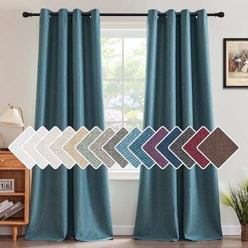 H.VERSAILTEX Linen Blackout Curtain 108 Inches Long for Bedroom/Living Room