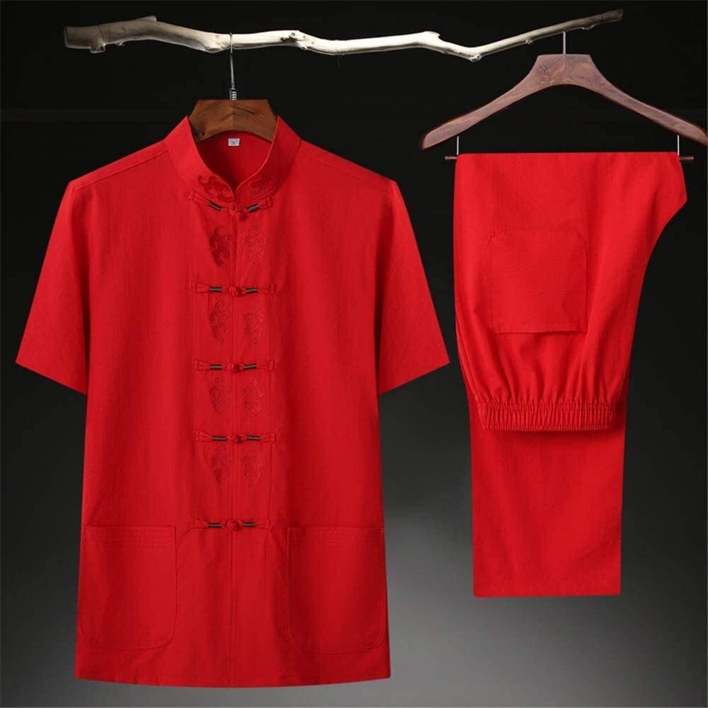 Abbigliamento Tai Chi Uniformi per Arti Marziali Abbigliamento per Arti Marziali, Uniforme Tai Chi Tradizionale Cotone Maniche Corte Abbigliamento da Allenamento Kung Fu per Uomo/Donna Abbigliamento K