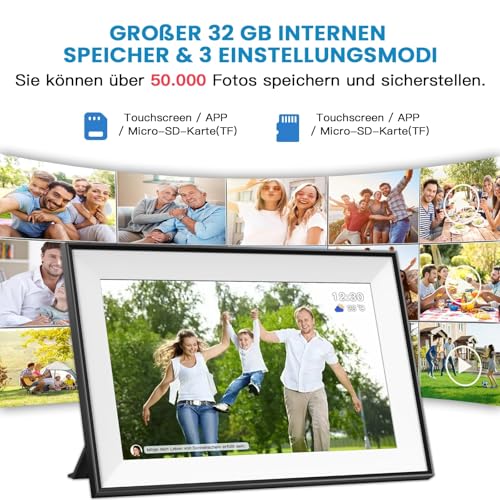 Image of 2K HD Digital Picture Frame WiFi, 10.1 Inch 32 GB LED Picture Frame with IPS Touch Screen & Calendar Weather, Auto Rotate Digital Frame, Share Photos and Videos with Sound Instantly via Frameo from