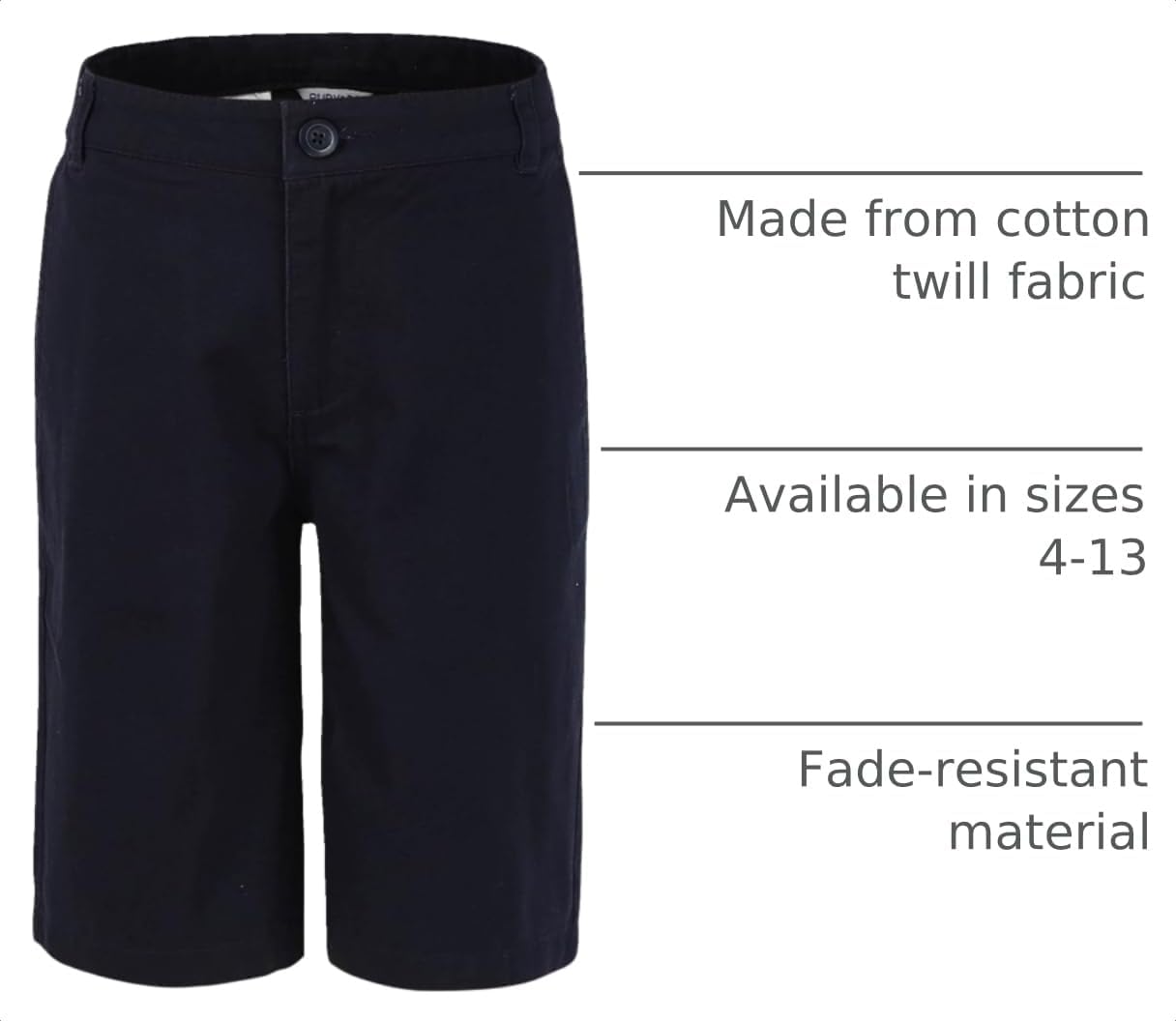 Bienzoe Boys Flat Front Shorts: Adjustable Waist 100% Cotton