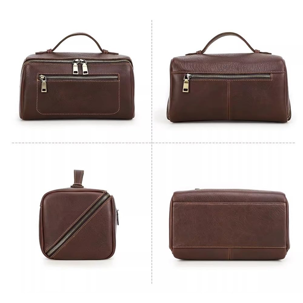 Borsa da Viaggio da Toilette da Uomo in Pelle – Kit da Barba Fatto a Mano, Spazio spazioso e Maniglia for Il Trasporto – Borsa da Viaggio in Pelle for Uomo e Donna