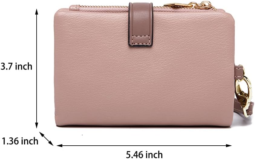 Wallets for Women Small Bifold Rfid Leather Ladies Wallets,Compact Wristlet Womens Billfold,Trifold Card Holder with Multi Credit Card Slot Zipper Coin Pocket and Wrist Strap(Pink) - Image 7