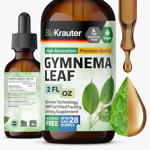 BIO KRAUTER Gymnema Sylvestre for Sugar Cravings* - Liquid Drops Gymnema Sylvestre Extract - Pure & Vegan Gurmar for Nutritional Routine Support - Alcohol & Sugar Free 2 Fl.Oz 28-Day Supply