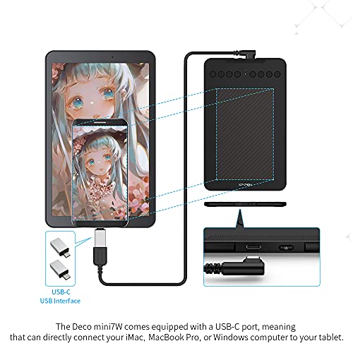 Wireless Drawing Tablet Xppen Deco Mini7W Graphic Tablet Pen Tablet With 8192 Levels Pressure, 7 X 4 Inch Artist Tablet For Online Teaching/E-Learning Compatible With Window/Mac/Android/Chrome/Linux #TOP6