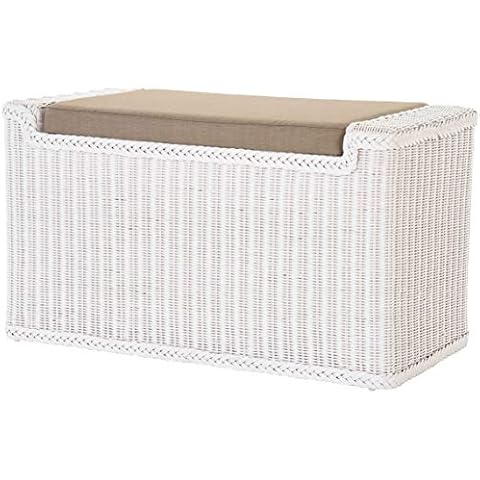 Wäschesortierer mit Sitzbank aus echtem Rattan Cover