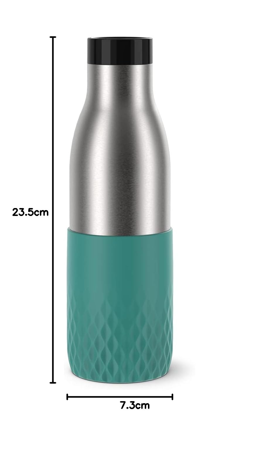 Emsa N31106 Bludrop - Botella con funda para beber, 0,5 litros, 100% a prueba de fugas, cierre rápido, ergonómico 360°, 12 horas de calor, 24 horas, apto para lavavajillas, acero inoxidable, gasolina