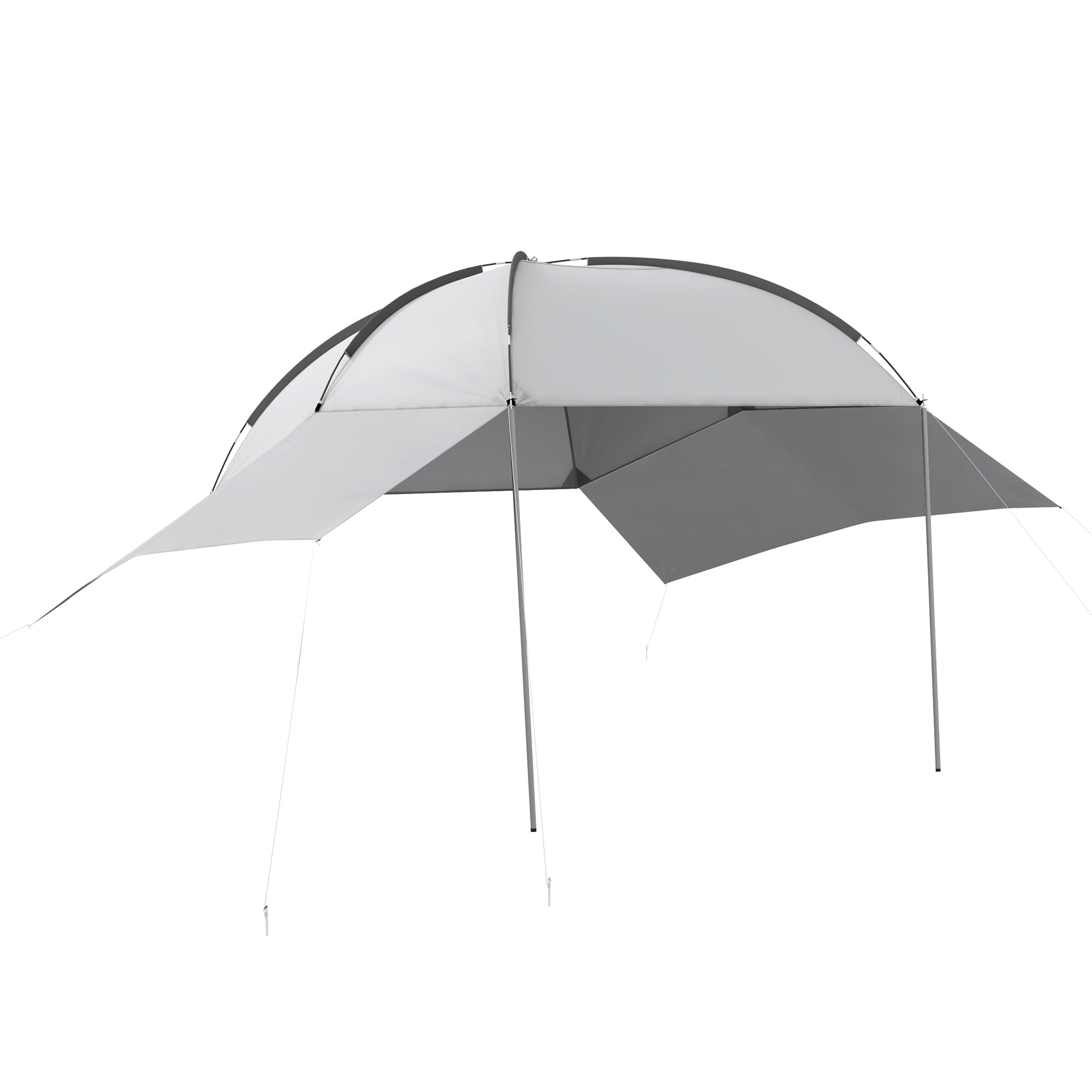 Outsunny Tendalina ad Arco Portatile con Pareti Laterali e Paletti Regolabili, Tenda per Auto in Poliestere, Acciaio e Fibra di Vetro, 300x262x230-260 cm, Grigio Chiaro