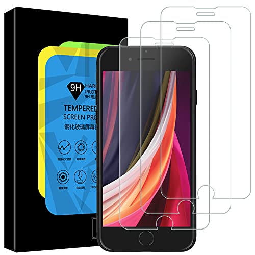 QUESPLE [3 Pack] Screen Protector for iPhone 8, 7, 6, 6S (4.7 inch) [Scratch Proof][Bubble free][9H Hardness HD Clear] Tempered Glass Screen Protector