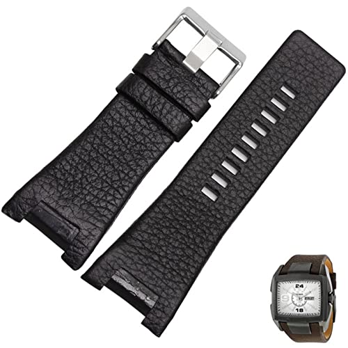 Correas de muñeca negras 32 * 17mm con acabado artesanal para relojes DZ4247 6