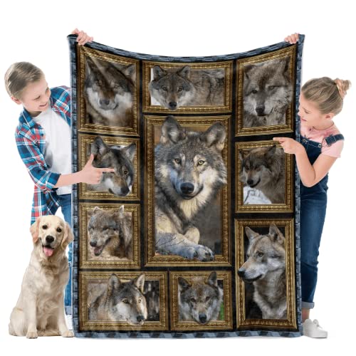 Wolf Blanket For Kids Soft Throw Blanket For Couch Bed Sofa Living Room, Cozy Fleece Blankets And Throws Warm Flannel Travel Blanket For Boys Girls, Wolf Gifts For Baby Toddler, 40" X 50" #TOP30