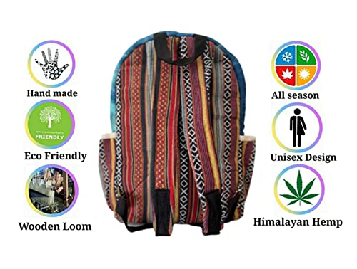 Zillion Craft strong back pack made from natural hemp. Hand made Bohemian style large size back pack for college laptop travelling.4