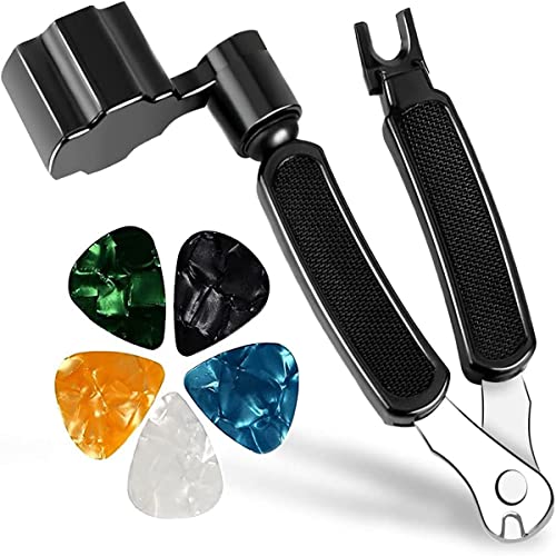 Image of Imaginea Guitar String Winder 3-In-1 Multifunctional Guitar String Cutter & Guitar Bridge Pin Puller Guitar Repairing and Adjustment Tool for Acoustic Guitar with 5 Picks